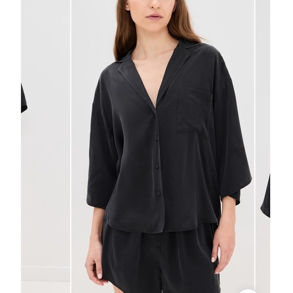 lunya Other - Lunya Sleepwear Washable Silk Button Up Short Set Black Size L